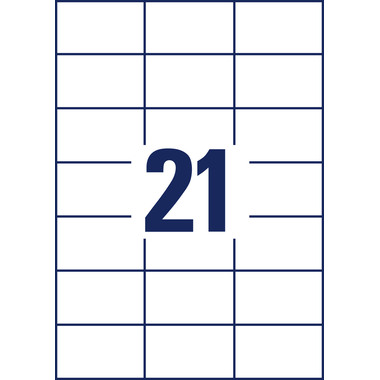AVERY ZWECKFORM Universal-Etiketten 70x42,3mm 3652-10 weiss 210 Stk./10 Blatt