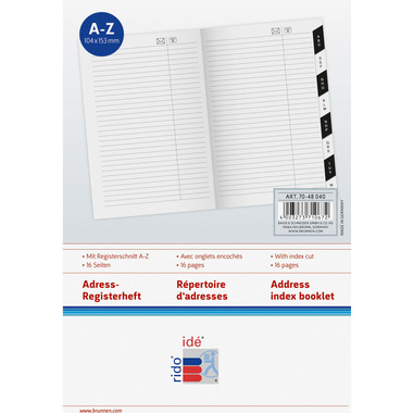 RIDOIDE Uni-Planer Registro indirizzi 7048040.26 16 pagine 10.4x15.3cm