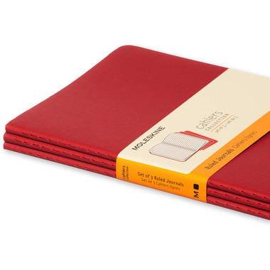 MOLESKINE Notizheft Cahier A5 101-4 liniert, rot 3 Stück