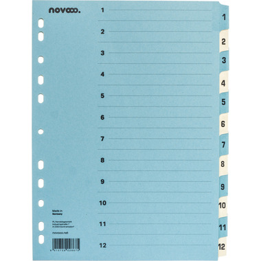 NOVOOO Kartonregister A4 40549 blau/beige 1-12
