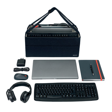 LEITZ Hot Desk Stofftasche 6444-00-89 samtgrau 3 Fächer 46.5x21x20cm