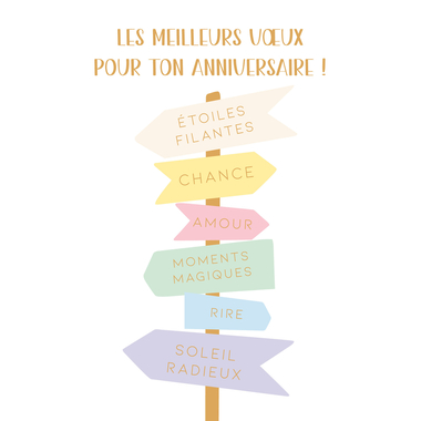 ABC Carte d'anniversaire FR B6 53071 Panneau indicateur