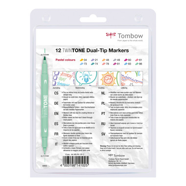TOMBOW Fasermaler TwinTone Marker WS-PK-12P-2 Pastell F.