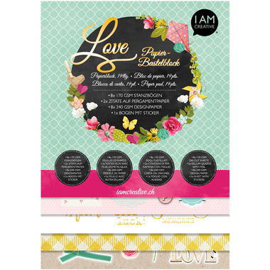 I AM CREATIVE Papier Bastelblock 4087.597 Love A4