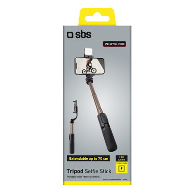 Wireless selfie stick with LED and tripod