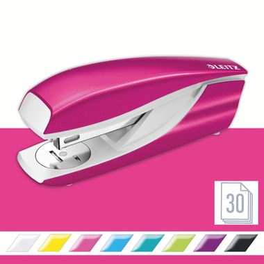 LEITZ Perforateur/Agrafeuse WOW 5095-10-23 pink, Bundle 30 feuilles
