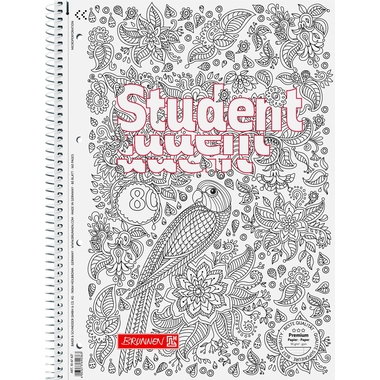 BRUNNEN Cahier à spirale Student A4 1067427 ligné avec marge 80 feuilles
