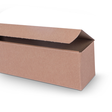 Geschenkverpackung mit offener Welle für 1x 0.75l Flasche mit Flaschenhöhe 380mm & Ø90mm in Braun