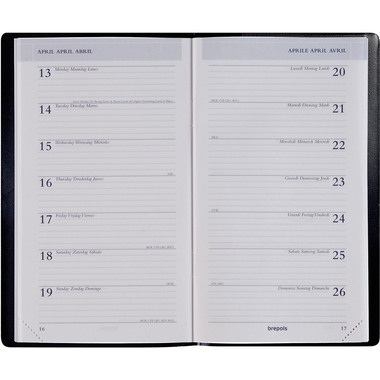 BREPOLS Agenda Breplan Genova Pla 2027 0.774.2051 1S/1P nero 9x16cm