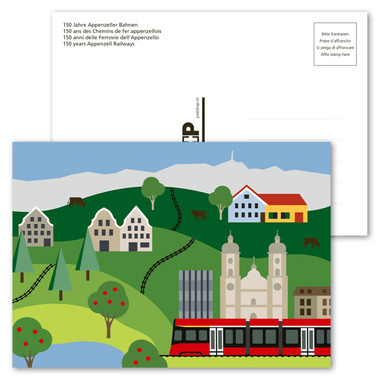Picture postcard «150 years Appenzell Railways» Unfranked A6 picture postcard