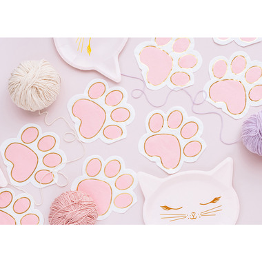 PARTYDECO Serviettes 15.5x14.5cm SPK38 Pattes de chat 12 pièces