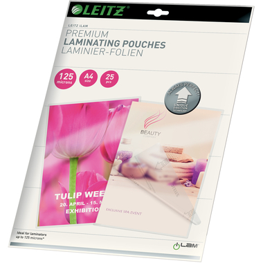 LEITZ Pochettes à plastifier A4 74820000 brillant, 125my 25 pcs.