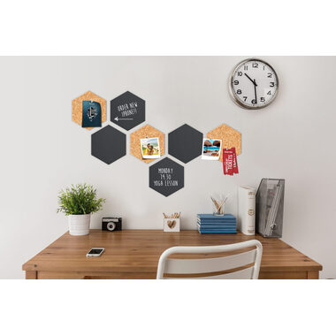 SECURIT Kreidetafel/Kork Set HEXAGON FB-CB-HEX schwarz 20x23x2cm