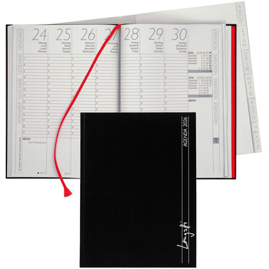 BIELLA Geschäftsagenda Longatti 2026 812725020026U 1W/2S schwarz ML 18x24.5cm