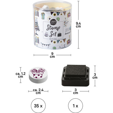 I AM CREATIVE Set de tampons 4093.03 Happy Birthday 35 pièces