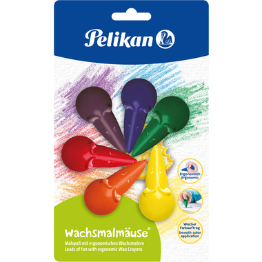 PELIKAN Wachsmalmäuse Blister 803328 6 Stück ass.