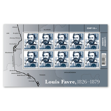Stamps CHF 1.20 «Louis Favre 1826–1879», Sheetlet with 10 stamps