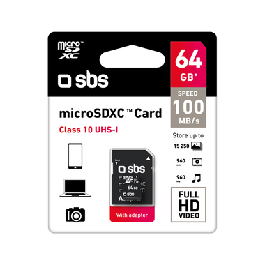 Scheda Micro SD 64 GB per immagini e video in HD