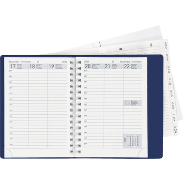 BIELLA Agenda Rex Wire-O 2026 825773050026U 1S/2P bleu ML 10.1x14.2cm