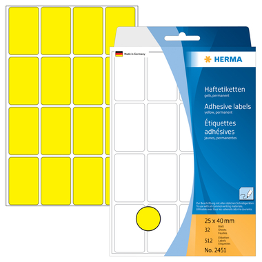 HERMA Etichette 25×40mm 2451 giallo 512 pezzi