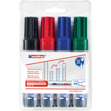 EDDING Whiteboard Marker 365 2-7mm 365-E4 schwarz,rot,blau,grün 4 Stk.