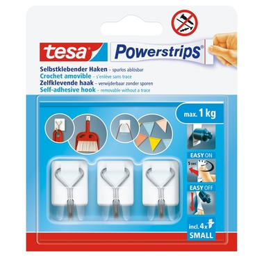 TESA Powerstrips Haken 1kg 576150000300 weiss 4 Stück