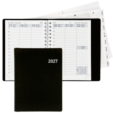 BIELLA Taschenagenda Rex Wire-O 2027 825773020027U 1W/2S schwarz ML 10.1x14.2cm
