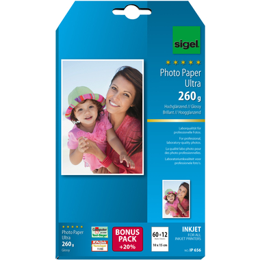 SIGEL InkJet Photo Ultra 10x15cm IP656 260g glossy 72 fogli