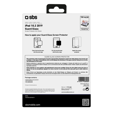 Glass screen protector in vetro temperato per iPad 10.2" 2019
