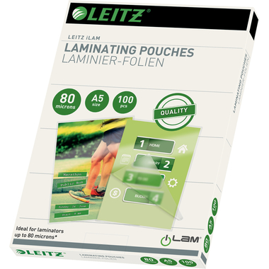 LEITZ Laminiertasche A5 33817 glanz, 80my 100 Stk