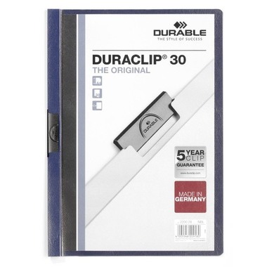 DURABLE Classeur à pince DURACLIP 30 220028 pour 30 feuilles A4 bleu nuit