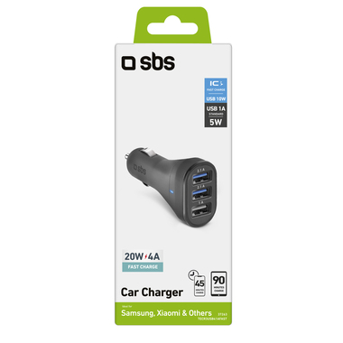 Car charger with three USB outputs