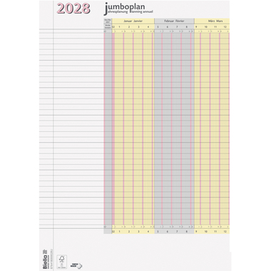 BIELLA Wandplaner Jumbo 2 Stk. 2028 876418000028U 1J/1S weiss 64.5x29.7cm