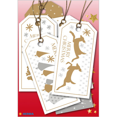 HERMA Targa regalo Natale 15273 bianco oro 6 pezzi