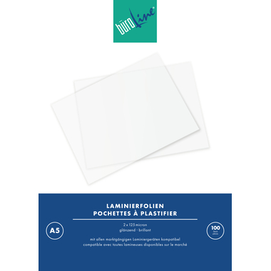 BÜROLINE Pochettes à plastifier A5 47140000 brillant, 125my 100 pcs.