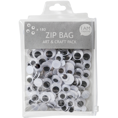 I AM CREATIVE Wackelaugen Set 4010.1 Zip Bag, 180 Stück