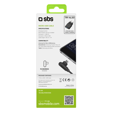 Cavo di ricarica e dati Micro USB a 90°