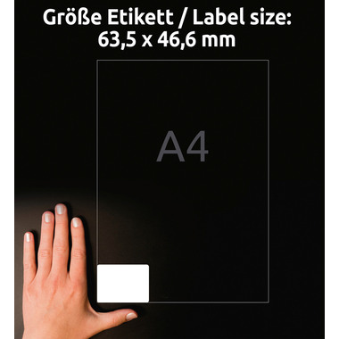 AVERY ZWECKFORM Etiketten 63,5×46,6mm L6025REV2 weiss 540 Stk./25 + 5 Blatt