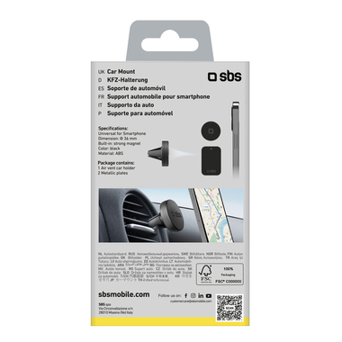 Supporto auto rotondo magnetico per telefono con fissaggio a clip | SBS