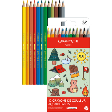 CARAN D'ACHE Farbstifte Swisscolor 1285.804 Kawaii Swiss Mountain 12 Stk.