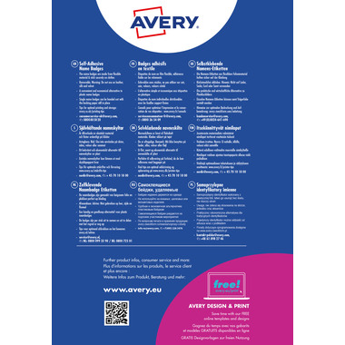 AVERY ZWECKFORM Namensetiketten 85x50mm J4882-20 weiss 20 Blatt/200 Stk.