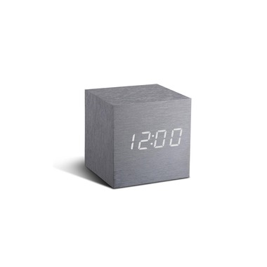 Gingko Digital Alarm Clock Cube Click Clock Silver