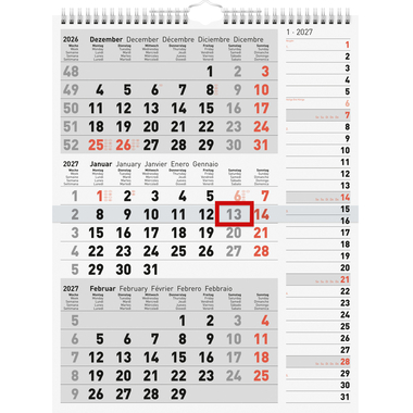 RIDOIDE 3-Monats-Kombiplaner 2027 7033330007.27 3M/1S 30x39cm