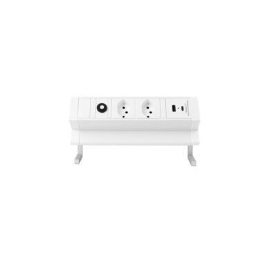 STEFFEN Table Power Strip ALU DESK 2x T13, USB-A+C, White