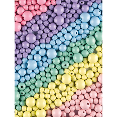 FOLIA Perline di legno Pastel 1000g 22993 Jumbo Pack, 1-1.8cm