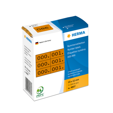 HERMA Numéro triple 22x10mm 4807 brun, 0-999 1000 pcs.