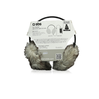 Stereo-Ohrwärmer-Kopfhörer FUR für den Winter, 3,5 mm Klinkenstecker mit Mikrofon und Taste zur Rufannahme | SBS