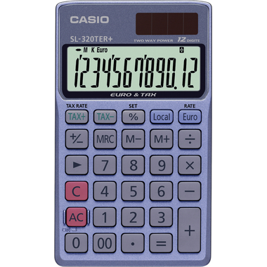 CASIO Taschenrechner SL-320TER+ Solar, 12-stellig hellblau