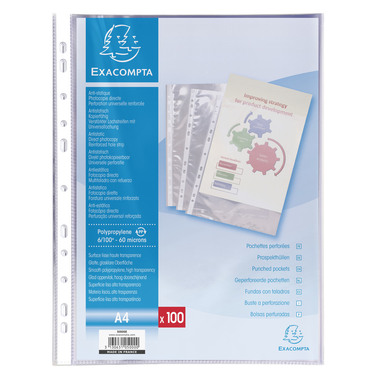 EXACOMPTA Poches présent PP 60my A4 5000E transparent lissé 100 pcs.