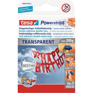 TESA Powerstrips Deco 16 Stück 588000001 transparent, doppelseitig